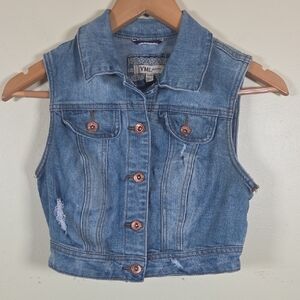 YMI Jeans Girls Distressed Denim Vest Size Small